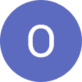 The number o in a blue circle.